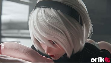 2b Nier Automata: „Chcę się obciągać i ujeżdżać wielkiego kutasa” – zakończenie z wytryskiem do cipki | Animacja 3D