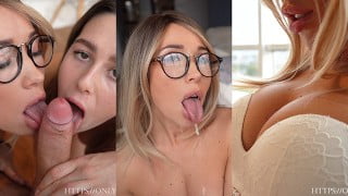 Zmysłowy trójkąt z blond macochą i przyrodnią siostrą! Dzielą się moją spermą 4K